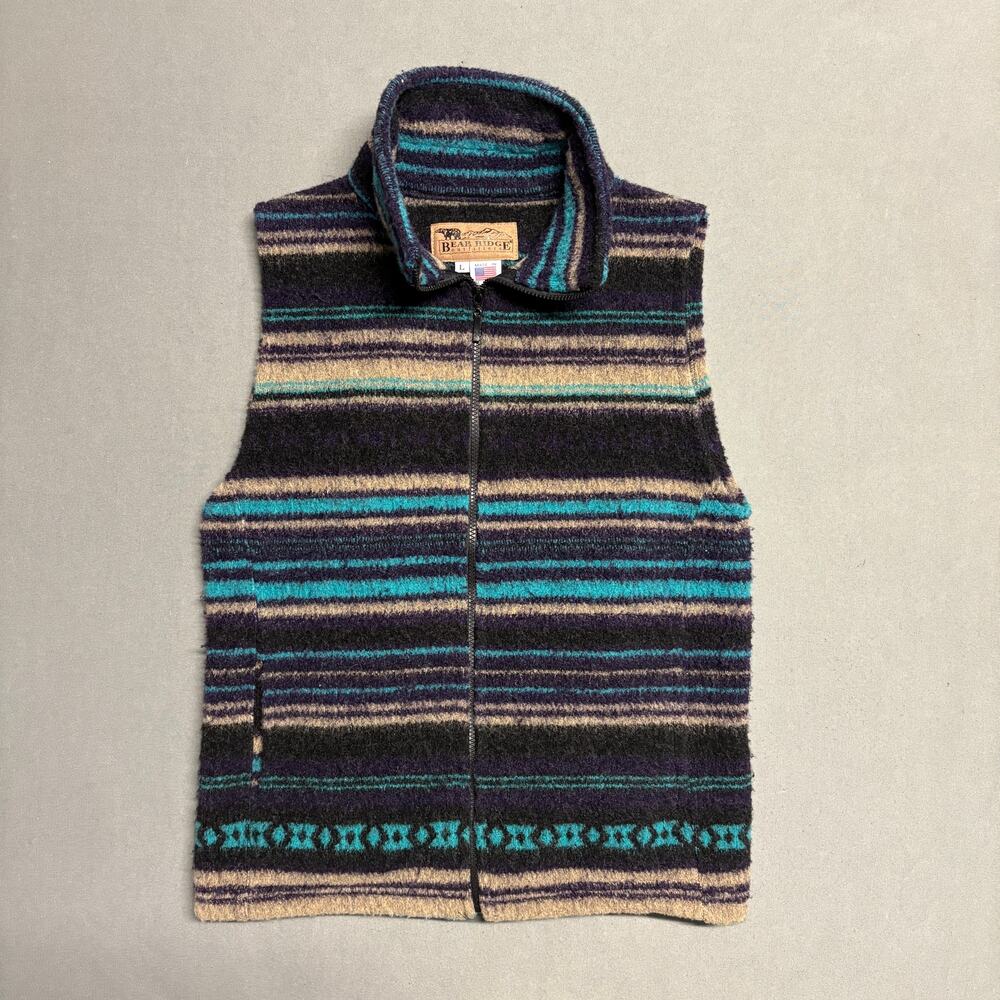 Bear Ridge Outfitters Vest Striped Multi Color L Vintage Soutwestern Made in USA